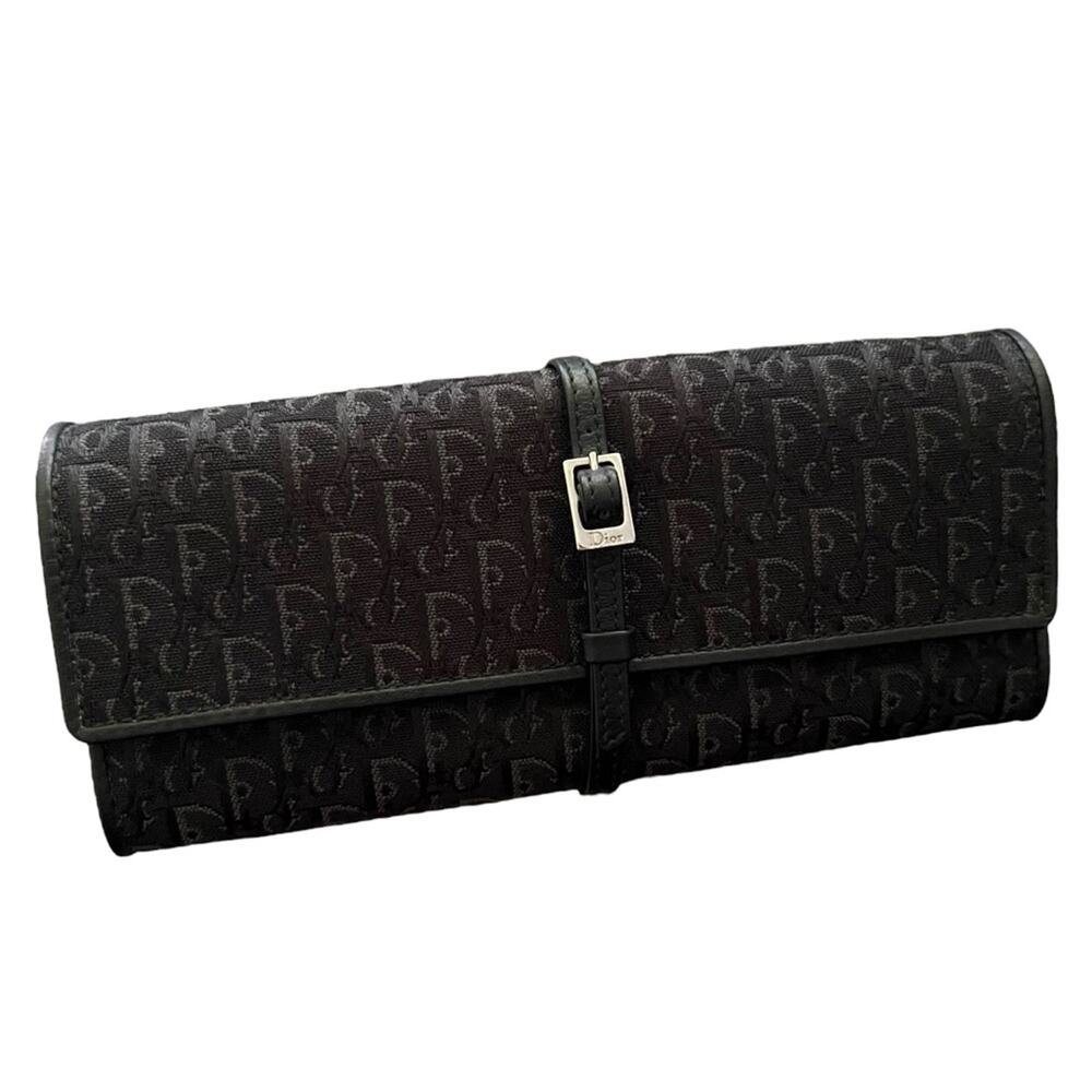 AUTH Christian Dior Oblique Trotter Logo Jewelry Bijoux Case Wallet Clutch